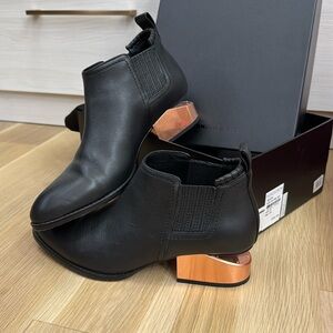 Alexander Wang Kori Black Chelsea Boots with Rose Gold 40mm heel in size 37
